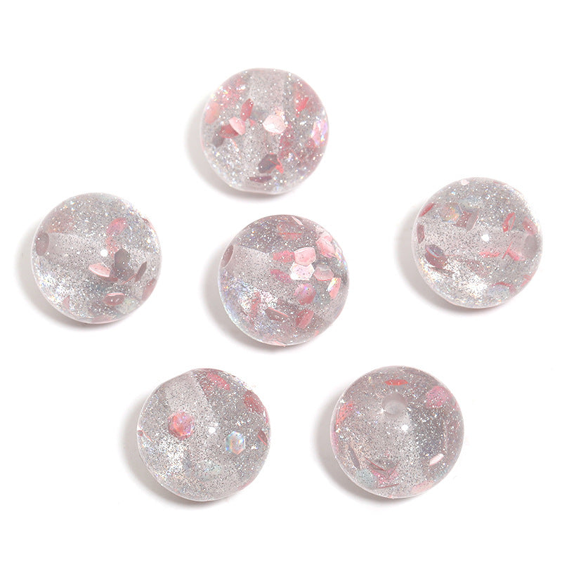 10PCS-DIY Glitter Resin Beads – Colorful Round Loose Beads for Beaded Pens, Phone Charms & Jewelry Making