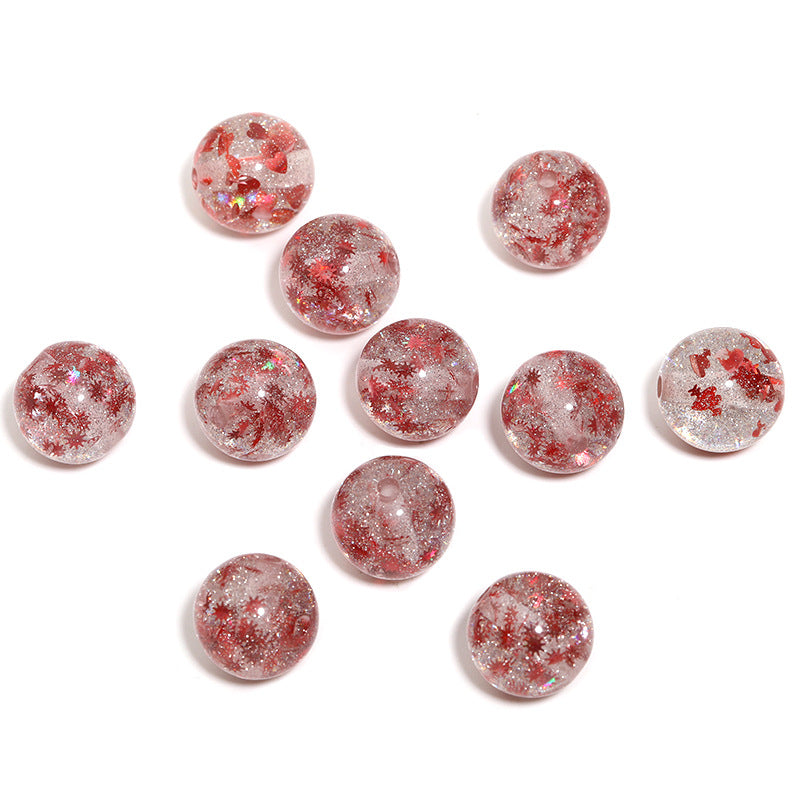10PCS-DIY Glitter Resin Beads – Colorful Round Loose Beads for Beaded Pens, Phone Charms & Jewelry Making