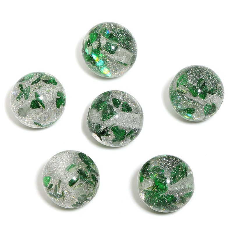 10PCS-DIY Glitter Resin Beads – Colorful Round Loose Beads for Beaded Pens, Phone Charms & Jewelry Making