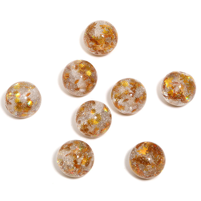 10PCS-DIY Glitter Resin Beads – Colorful Round Loose Beads for Beaded Pens, Phone Charms & Jewelry Making
