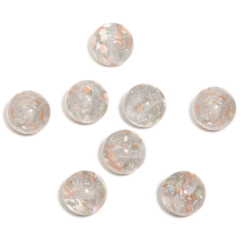 10PCS-DIY Glitter Resin Beads – Colorful Round Loose Beads for Beaded Pens, Phone Charms & Jewelry Making