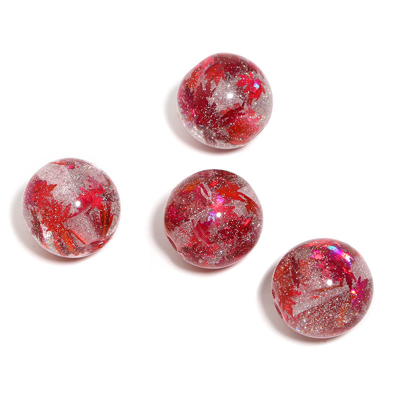 10PCS-DIY Glitter Resin Beads – Colorful Round Loose Beads for Beaded Pens, Phone Charms & Jewelry Making