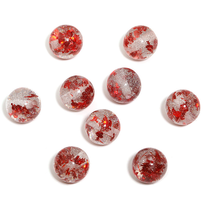 10PCS-DIY Glitter Resin Beads – Colorful Round Loose Beads for Beaded Pens, Phone Charms & Jewelry Making