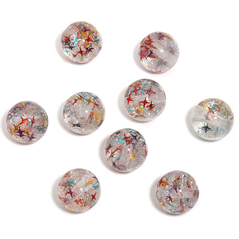 10PCS-DIY Glitter Resin Beads – Colorful Round Loose Beads for Beaded Pens, Phone Charms & Jewelry Making