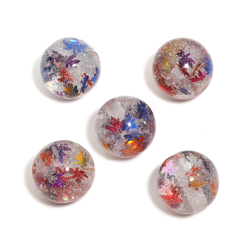 10PCS-DIY Glitter Resin Beads – Colorful Round Loose Beads for Beaded Pens, Phone Charms & Jewelry Making