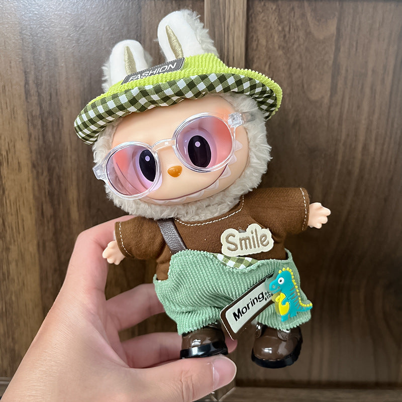 17cm Labubu Figure, Labubu Clothing Made of Soft PVC, Cute Dress-Up Casual Outfit, Plush Toy Clothes, Compatible with Generations 1, 2, and 3