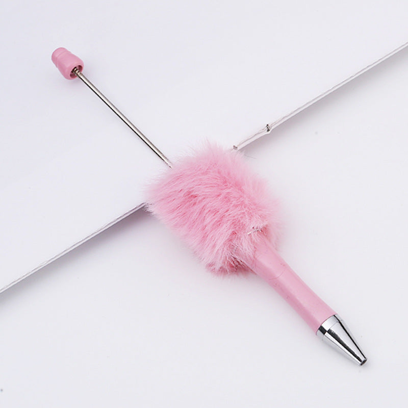 Fluffy Beaded Pen – Cute Furry DIY Pom-Pom Ballpoint Pen, Creative Gift Stationery (In Stock for Wholesale)