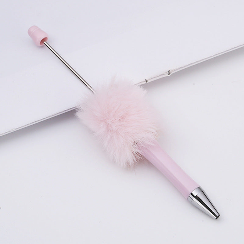 Fluffy Beaded Pen – Cute Furry DIY Pom-Pom Ballpoint Pen, Creative Gift Stationery (In Stock for Wholesale)