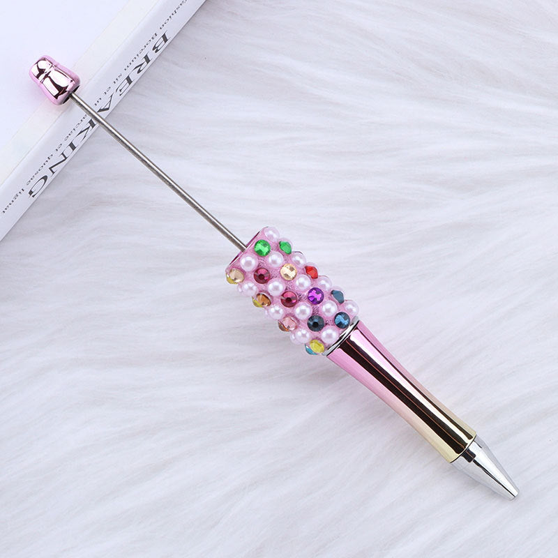DIY color electroplated pearl bead pen, creative handmade multi-color ballpoint pen puzzle student stationery spot wholesale
