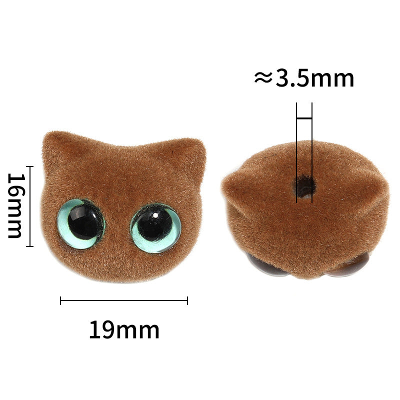 Autumn-Winter Flocking Big-Eyed Kitten Cartoon Cat Eye Acrylic Beads – DIY Bead Pen & Mobile Phone Chain Accessories
