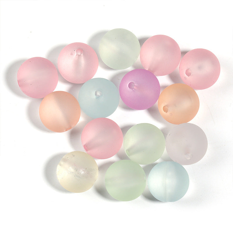 16mm Acrylic Faceted Bouncy Beads – Transparent Matte Through-Hole Beads for DIY Bead Pens & Mobile Phone Chains