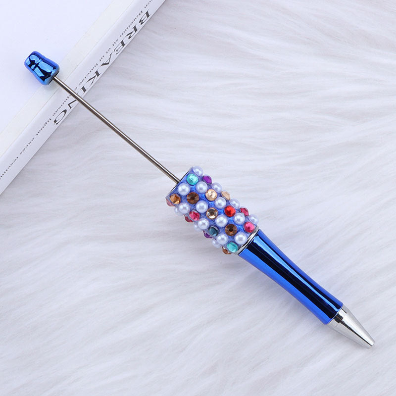 DIY color electroplated pearl bead pen, creative handmade multi-color ballpoint pen puzzle student stationery spot wholesale