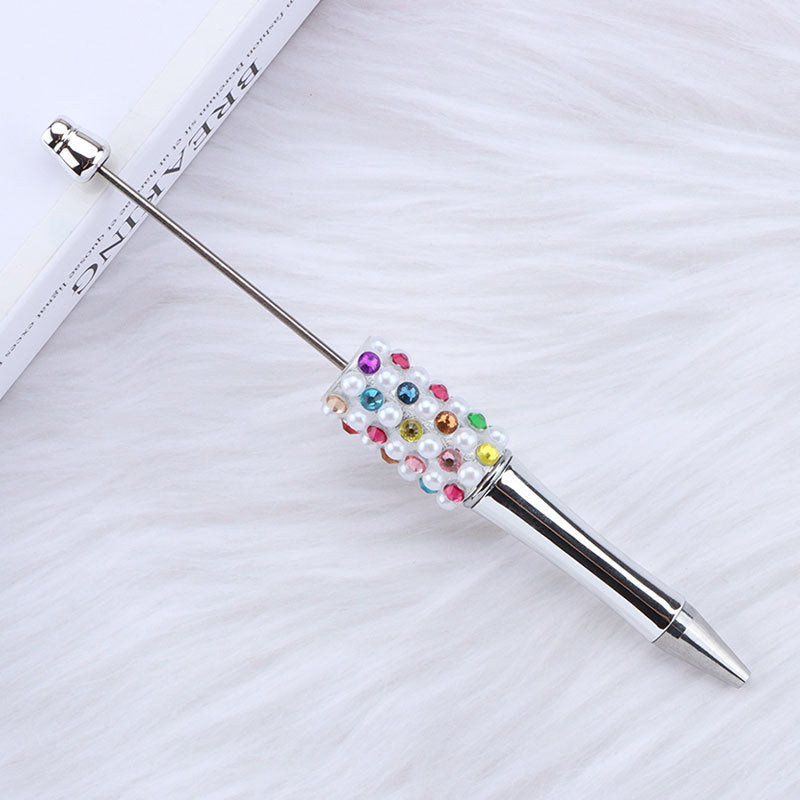 DIY color electroplated pearl bead pen, creative handmade multi-color ballpoint pen puzzle student stationery spot wholesale