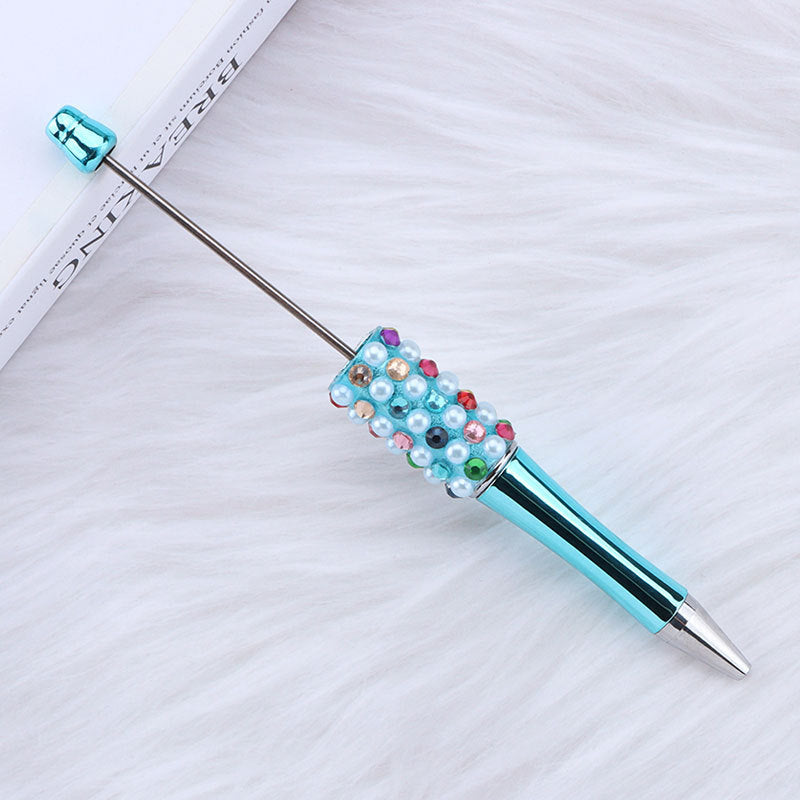 DIY color electroplated pearl bead pen, creative handmade multi-color ballpoint pen puzzle student stationery spot wholesale