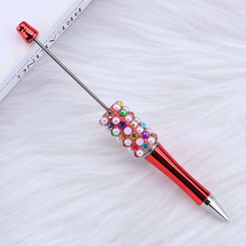 DIY color electroplated pearl bead pen, creative handmade multi-color ballpoint pen puzzle student stationery spot wholesale