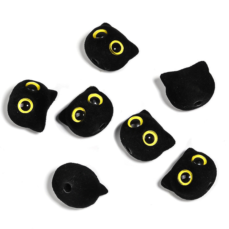 Autumn-Winter Flocking Big-Eyed Kitten Cartoon Cat Eye Acrylic Beads – DIY Bead Pen & Mobile Phone Chain Accessories