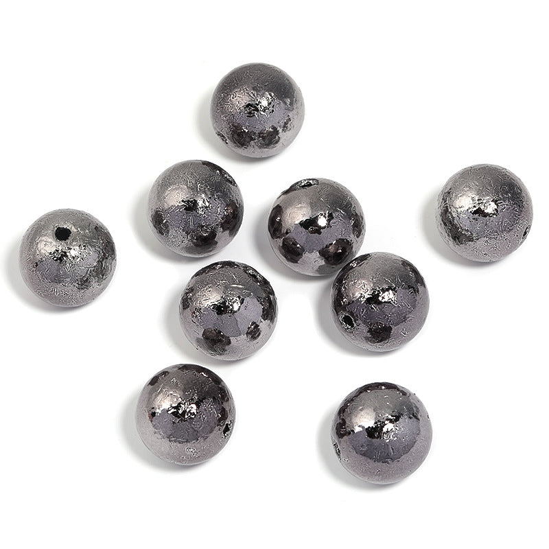 20mm Electroplated Metallic Wrinkled Skin Round Beads – Acrylic Imitation Gold Foil DIY Phone Chain & Keychain Beads