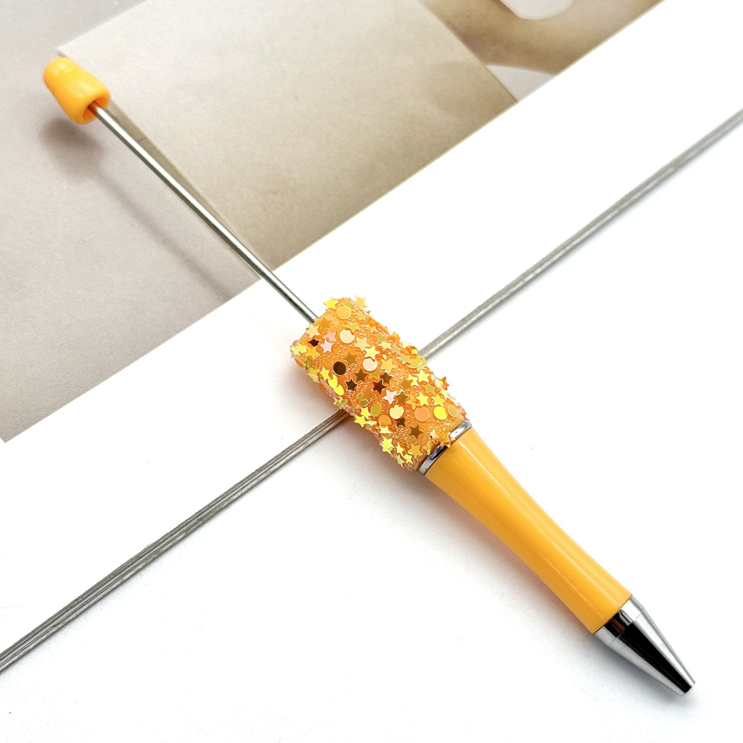 Star Bead Pen – Creative Five-Pointed Star Sequin Ballpoint Pen, Handmade Rotating Signature Pen (Wholesale Available)