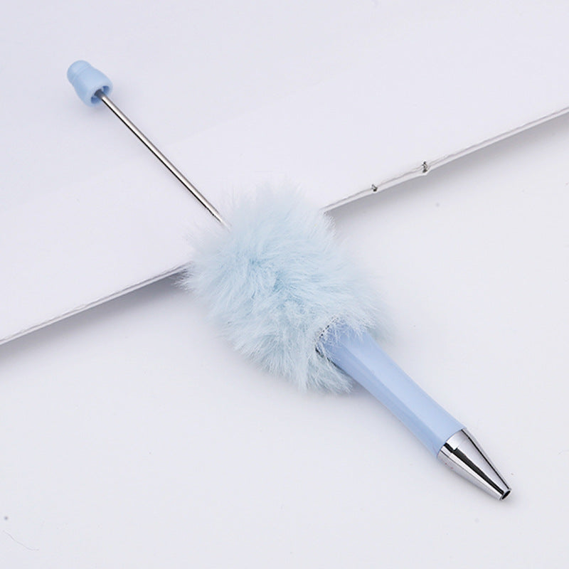 Fluffy Beaded Pen – Cute Furry DIY Pom-Pom Ballpoint Pen, Creative Gift Stationery (In Stock for Wholesale)