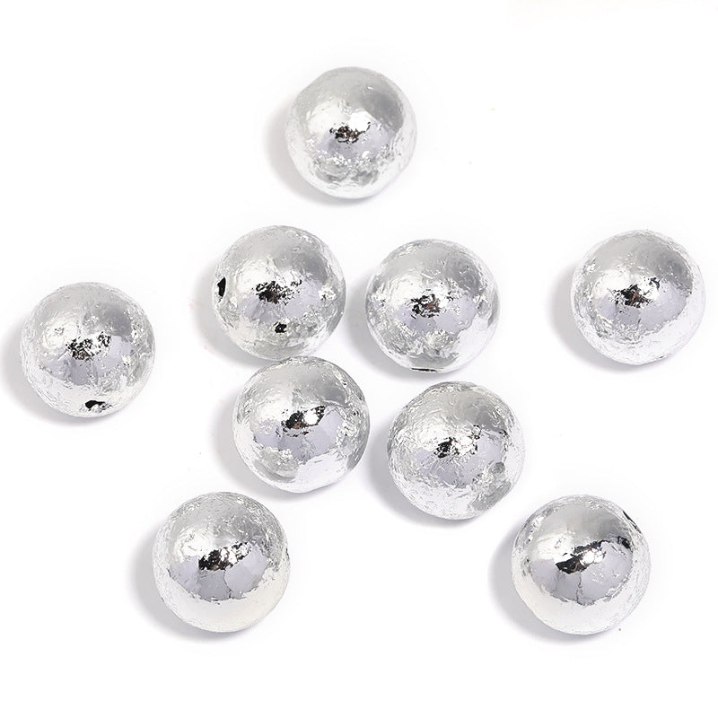20mm Electroplated Metallic Wrinkled Skin Round Beads – Acrylic Imitation Gold Foil DIY Phone Chain & Keychain Beads
