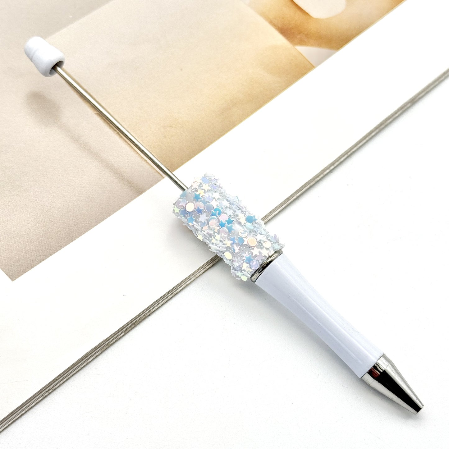 Star Bead Pen – Creative Five-Pointed Star Sequin Ballpoint Pen, Handmade Rotating Signature Pen (Wholesale Available)