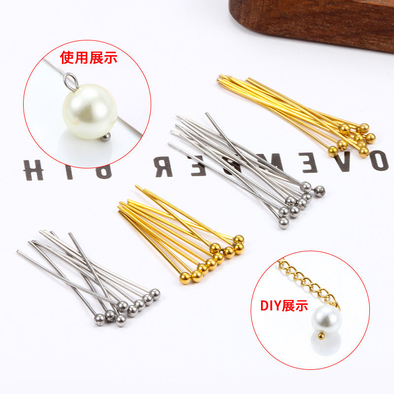New spherical needle round needle stainless steel jewelry accessories DIY beading material multi-specification fashion titanium steel accessories