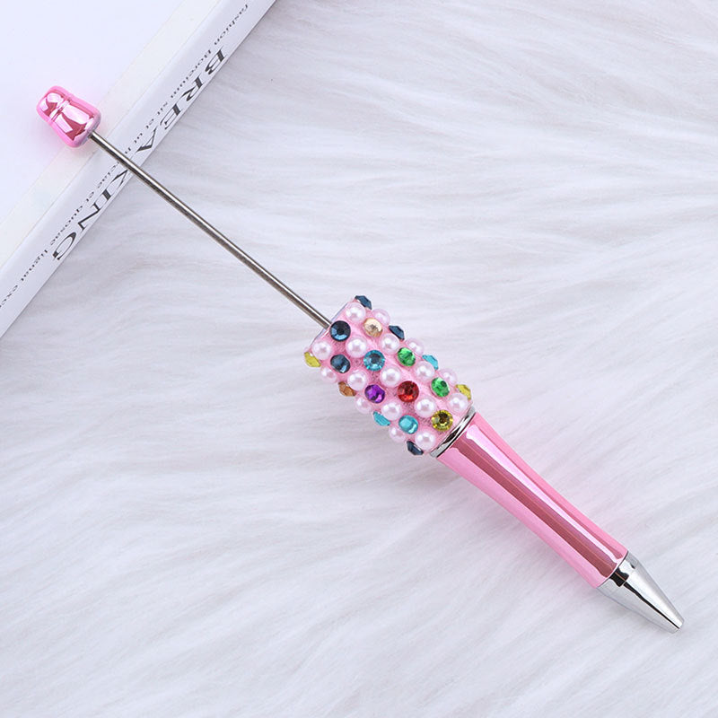 DIY color electroplated pearl bead pen, creative handmade multi-color ballpoint pen puzzle student stationery spot wholesale