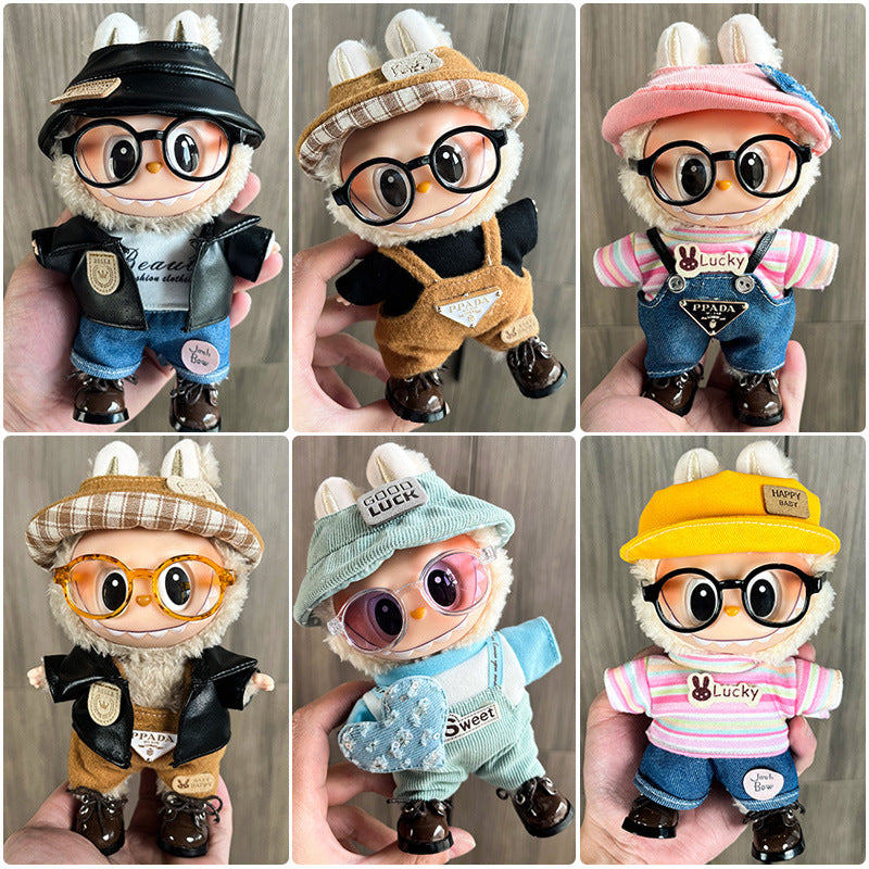 17cm Labubu Figure, Labubu Clothing Made of Soft PVC, Cute Dress-Up Casual Outfit, Plush Toy Clothes, Compatible with Generations 1, 2, and 3