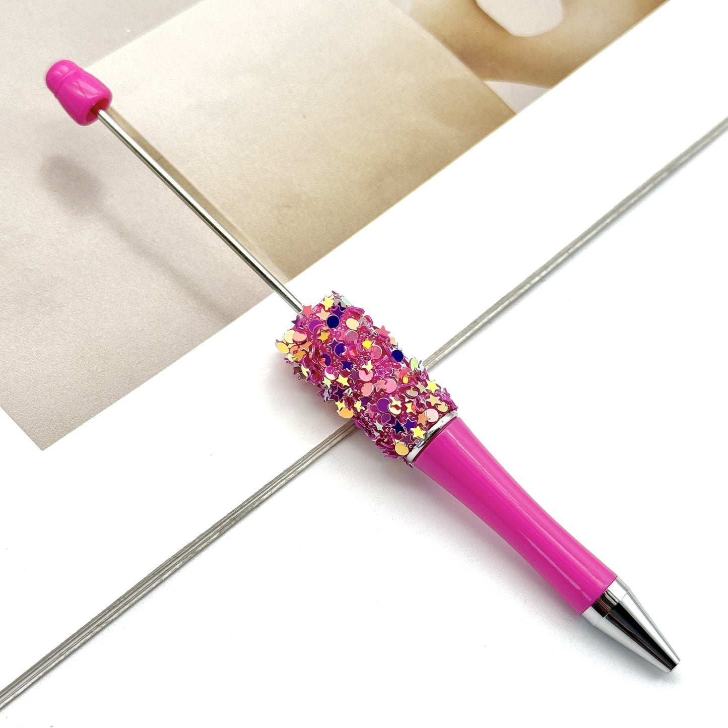 Star Bead Pen – Creative Five-Pointed Star Sequin Ballpoint Pen, Handmade Rotating Signature Pen (Wholesale Available)
