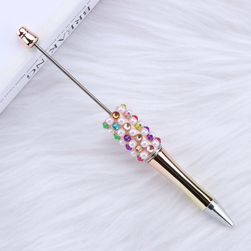 DIY color electroplated pearl bead pen, creative handmade multi-color ballpoint pen puzzle student stationery spot wholesale