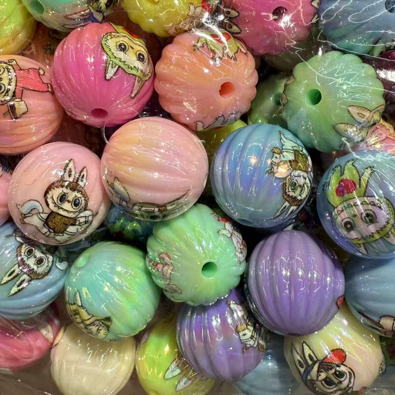 16mm Acrylic Printed Mickey Mouse Pumpkin Round Beads – DIY Phone Strap & Keychain Accessories