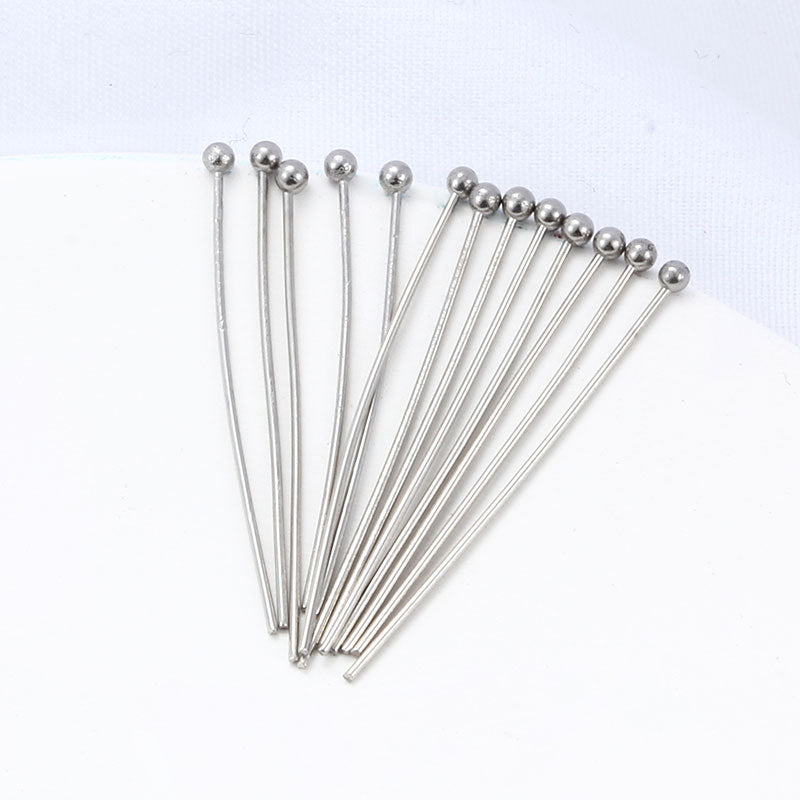 New spherical needle round needle stainless steel jewelry accessories DIY beading material multi-specification fashion titanium steel accessories