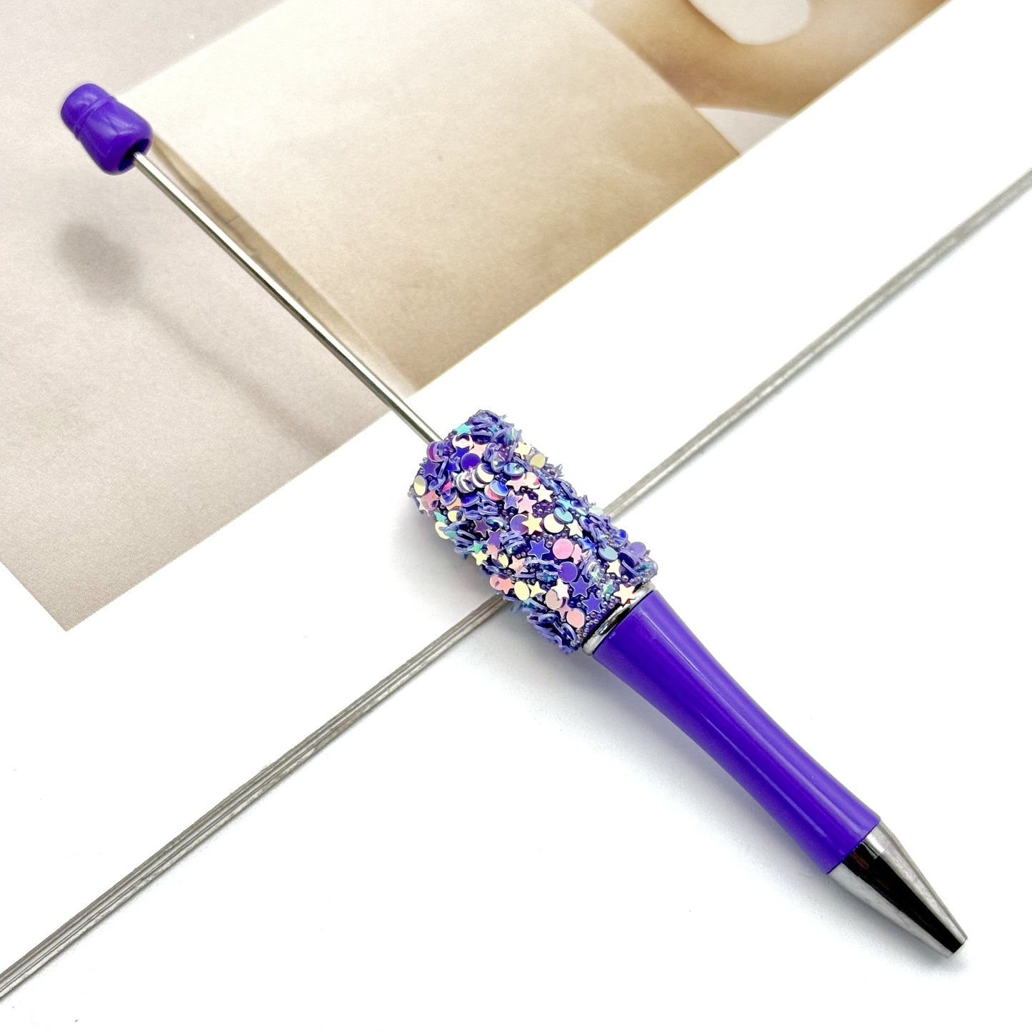 Star Bead Pen – Creative Five-Pointed Star Sequin Ballpoint Pen, Handmade Rotating Signature Pen (Wholesale Available)