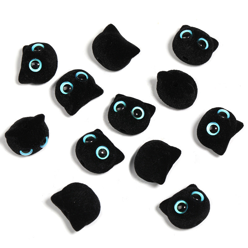 Autumn-Winter Flocking Big-Eyed Kitten Cartoon Cat Eye Acrylic Beads – DIY Bead Pen & Mobile Phone Chain Accessories