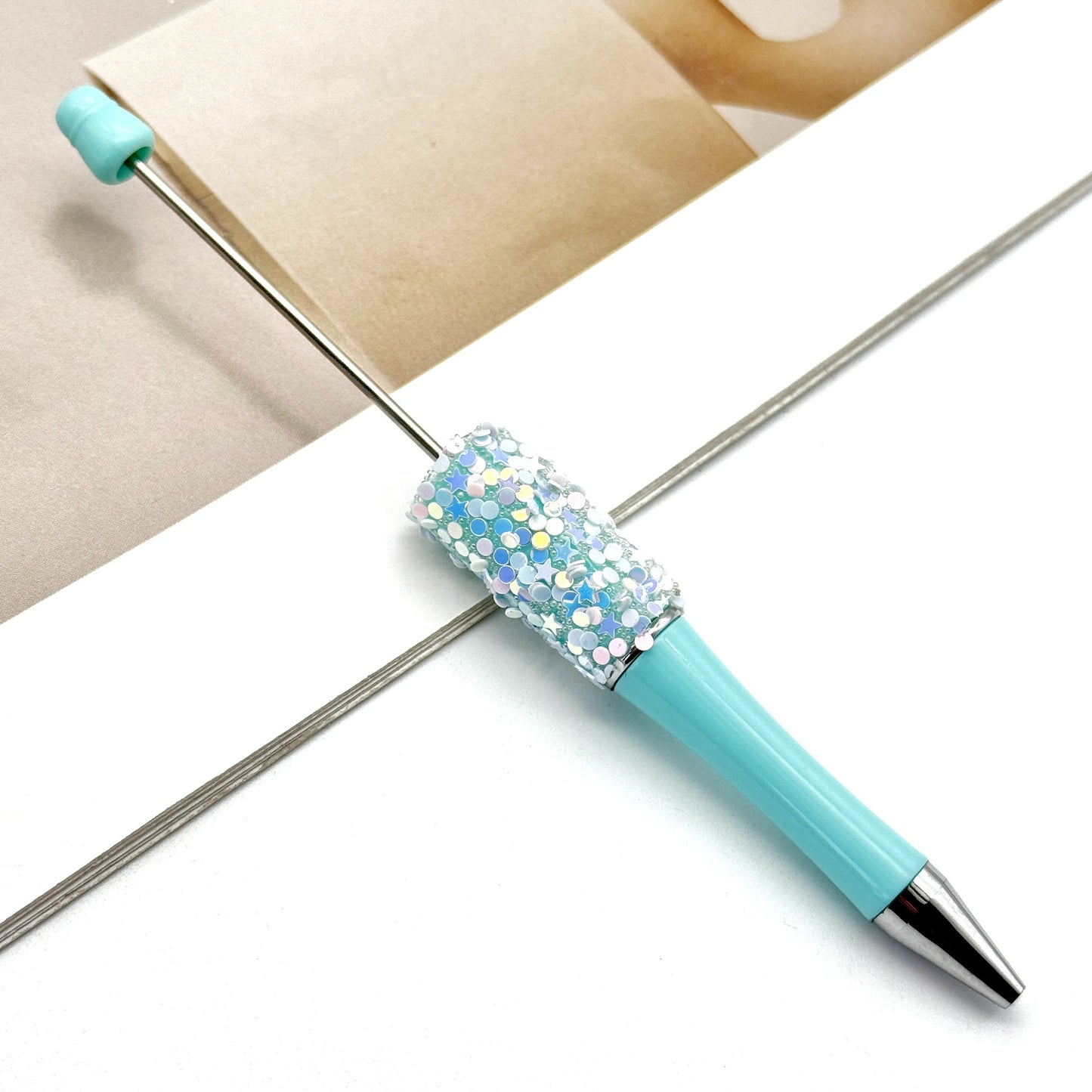 Star Bead Pen – Creative Five-Pointed Star Sequin Ballpoint Pen, Handmade Rotating Signature Pen (Wholesale Available)
