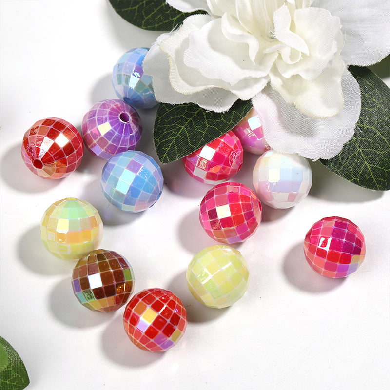 16mm Acrylic Faceted Bouncy Beads – Transparent Matte Through-Hole Beads for DIY Bead Pens & Mobile Phone Chains