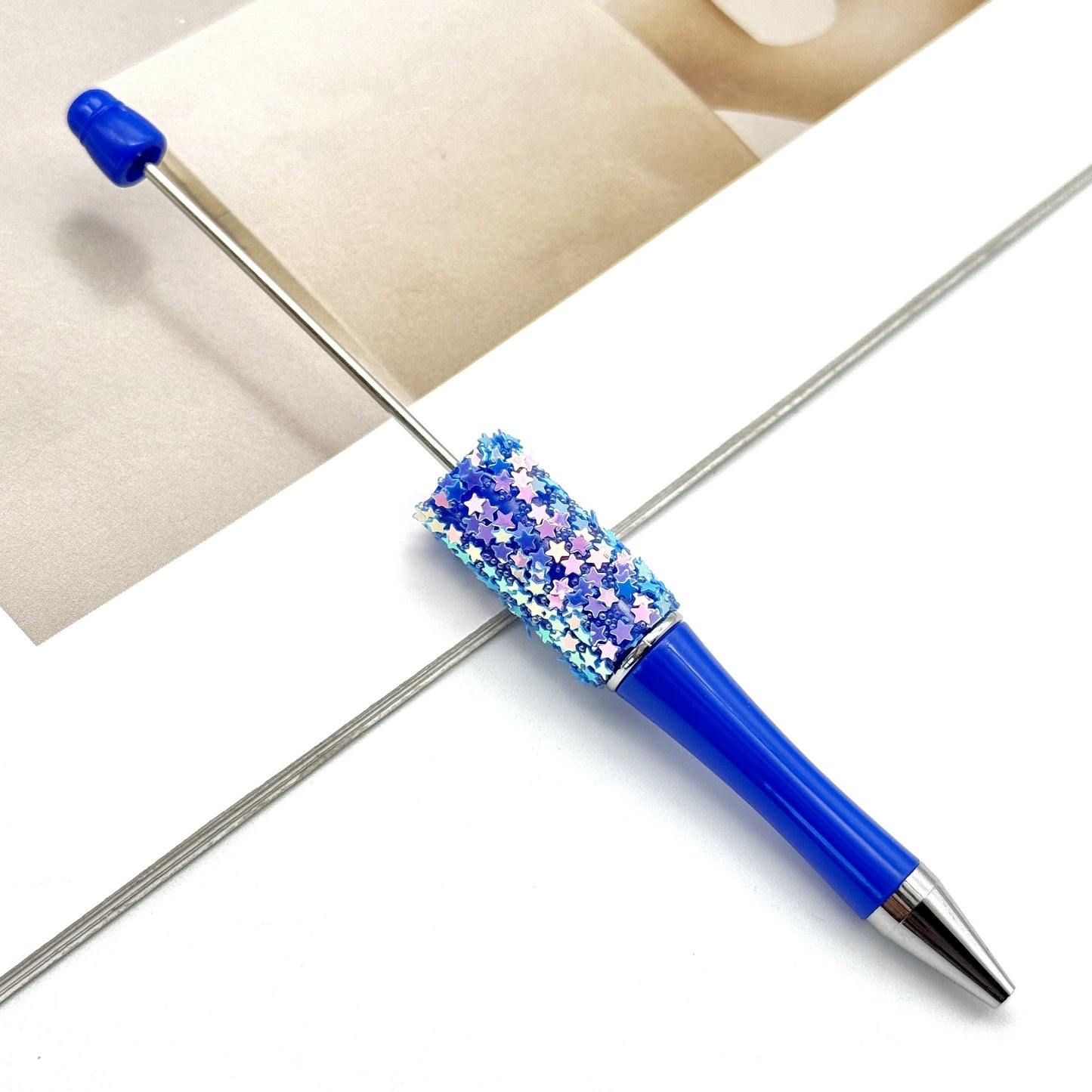 Star Bead Pen – Creative Five-Pointed Star Sequin Ballpoint Pen, Handmade Rotating Signature Pen (Wholesale Available)