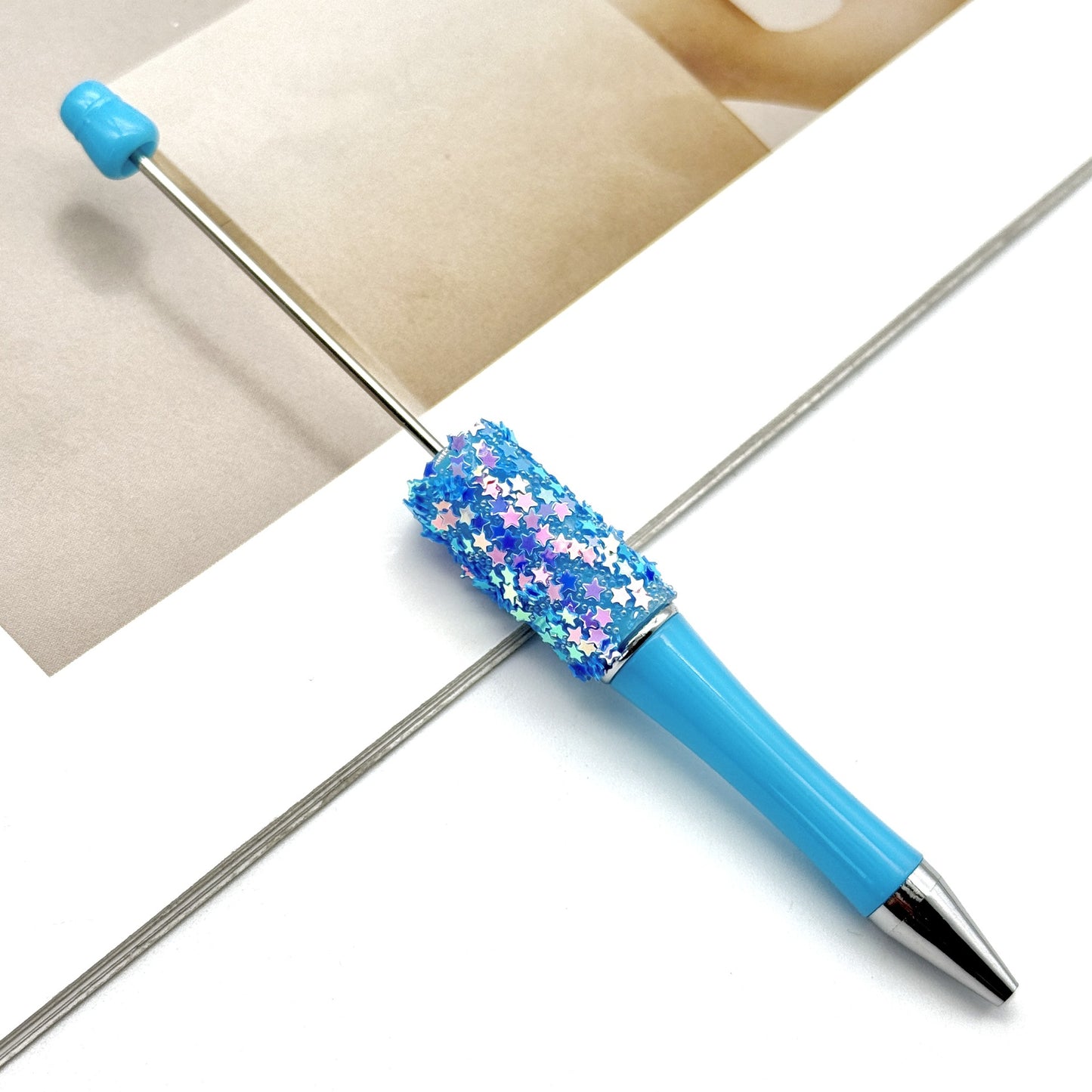 Star Bead Pen – Creative Five-Pointed Star Sequin Ballpoint Pen, Handmade Rotating Signature Pen (Wholesale Available)