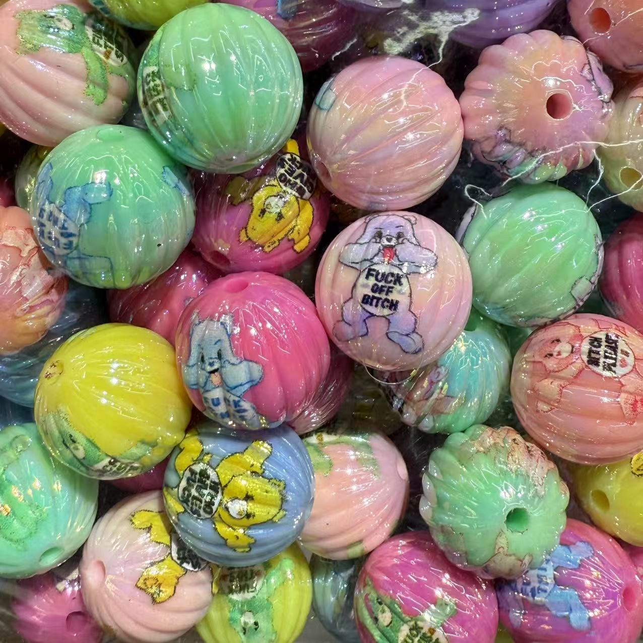 16mm Acrylic Printed Mickey Mouse Pumpkin Round Beads – DIY Phone Strap & Keychain Accessories