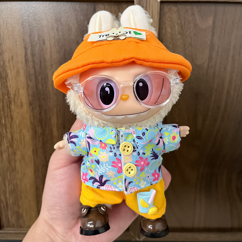 17cm Labubu Figure, Labubu Clothing Made of Soft PVC, Cute Dress-Up Casual Outfit, Plush Toy Clothes, Compatible with Generations 1, 2, and 3