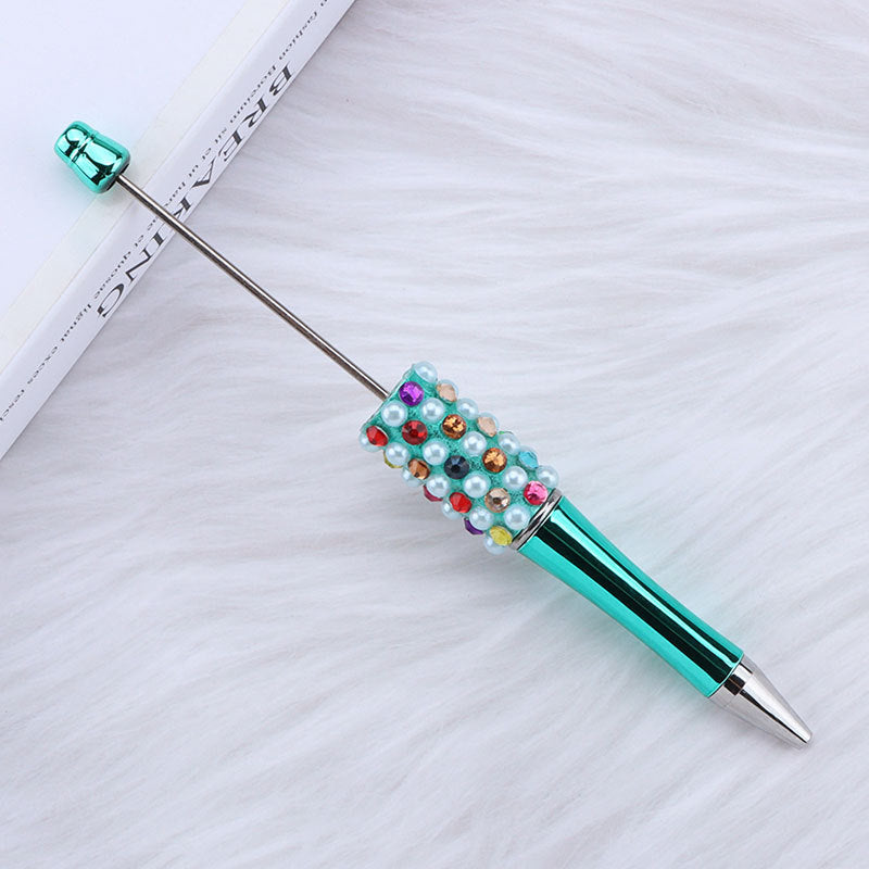 DIY color electroplated pearl bead pen, creative handmade multi-color ballpoint pen puzzle student stationery spot wholesale