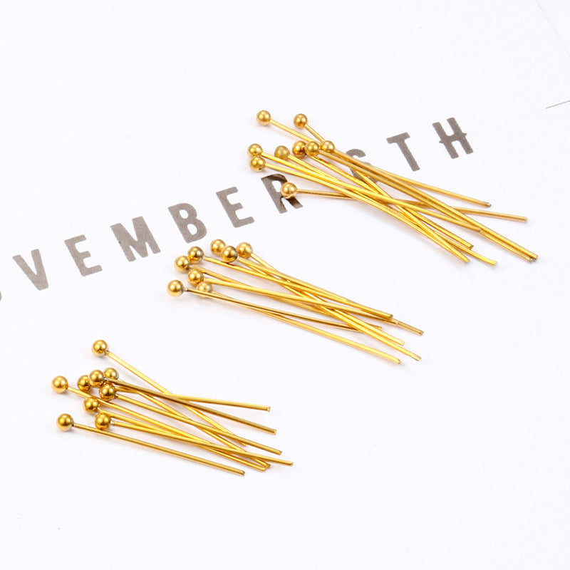 New spherical needle round needle stainless steel jewelry accessories DIY beading material multi-specification fashion titanium steel accessories