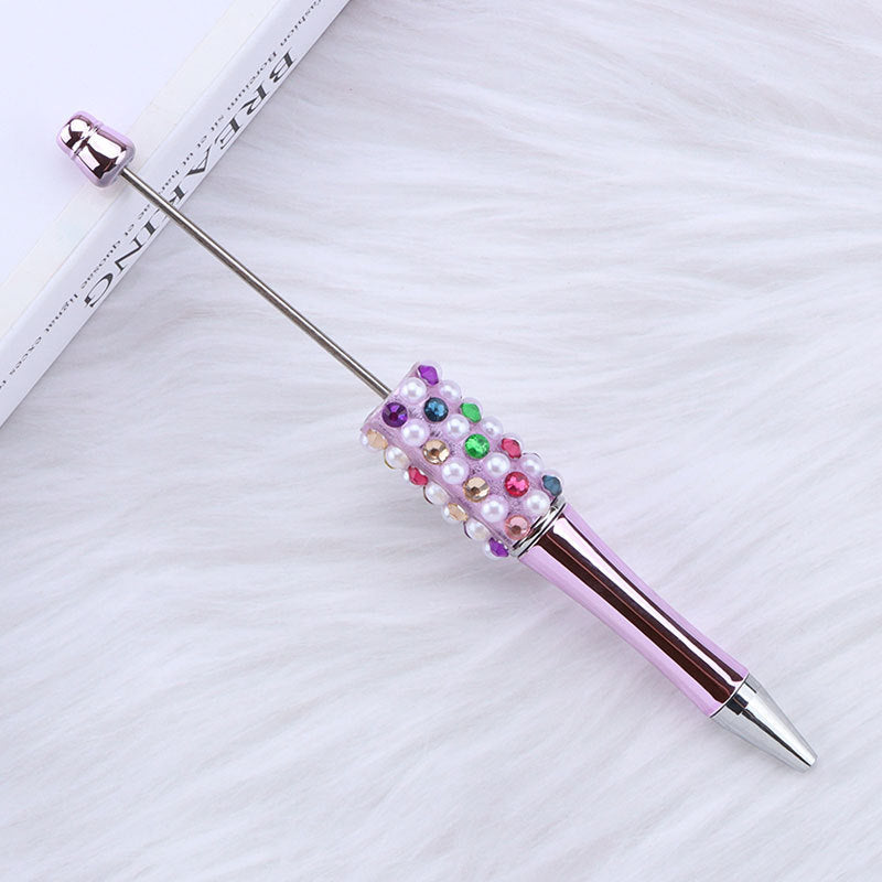 DIY color electroplated pearl bead pen, creative handmade multi-color ballpoint pen puzzle student stationery spot wholesale
