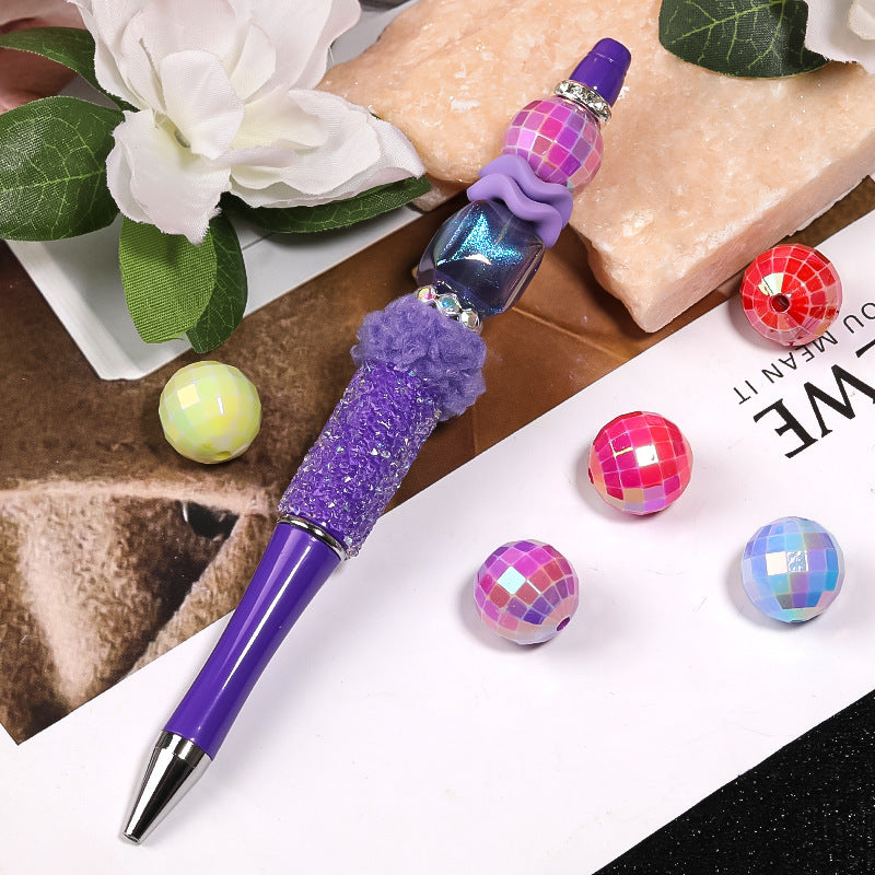 16mm Acrylic Faceted Bouncy Beads – Transparent Matte Through-Hole Beads for DIY Bead Pens & Mobile Phone Chains
