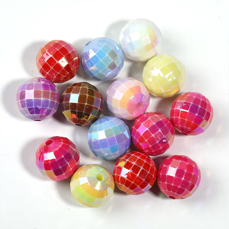 16mm Acrylic Faceted Bouncy Beads – Transparent Matte Through-Hole Beads for DIY Bead Pens & Mobile Phone Chains