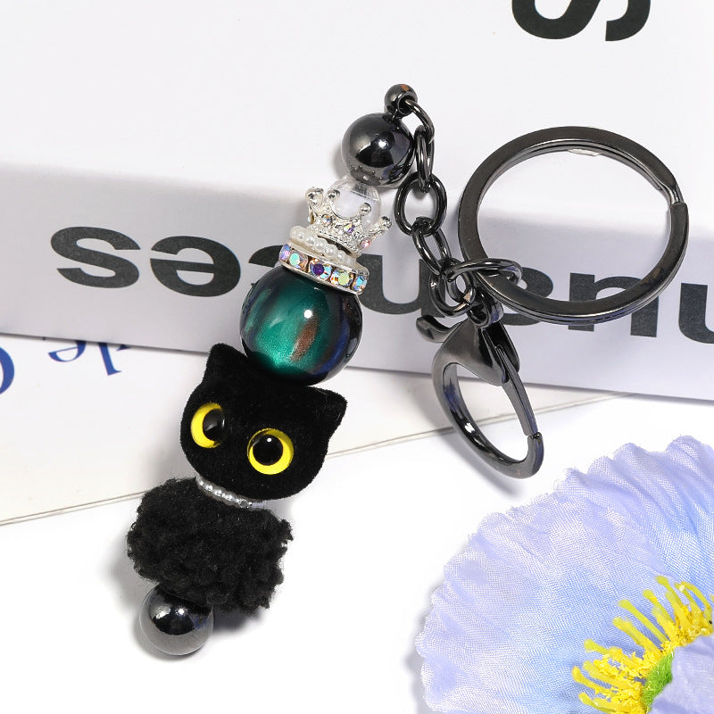 Autumn-Winter Flocking Big-Eyed Kitten Cartoon Cat Eye Acrylic Beads – DIY Bead Pen & Mobile Phone Chain Accessories