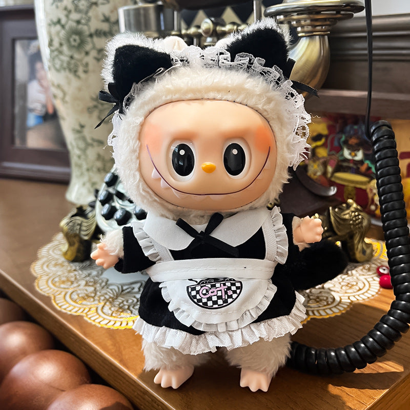 17cm Labubu Figure, Labubu Clothing Made of Soft PVC, Cute Dress-Up Casual Outfit, Plush Toy Clothes, Compatible with Generations 1, 2, and 3
