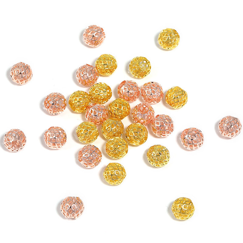 All-Copper Round Hollow Small Gold Beads – Large Hole Mesh Beads for DIY Bead Pens, Bracelets & Necklaces
