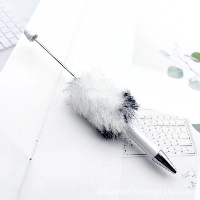 Fluffy Beaded Pen – Cute Furry DIY Pom-Pom Ballpoint Pen, Creative Gift Stationery (In Stock for Wholesale)