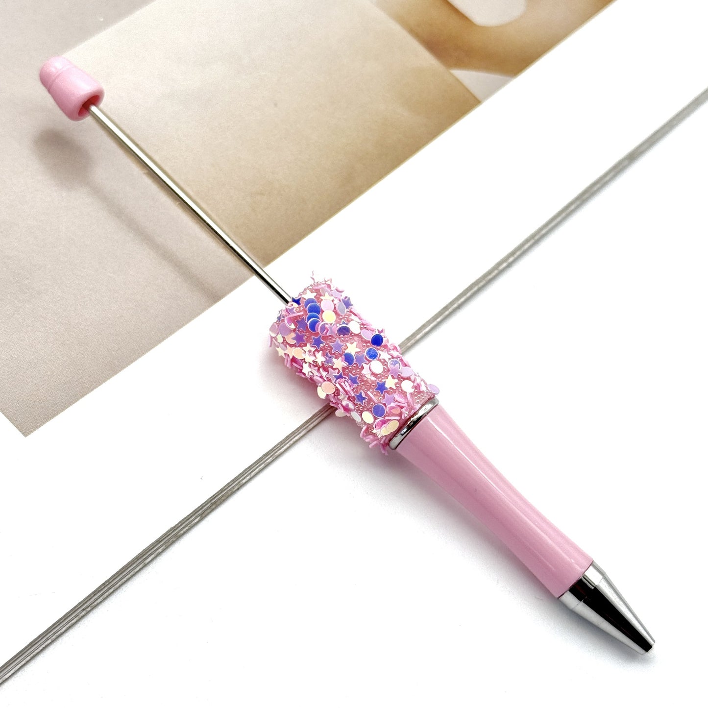 Star Bead Pen – Creative Five-Pointed Star Sequin Ballpoint Pen, Handmade Rotating Signature Pen (Wholesale Available)